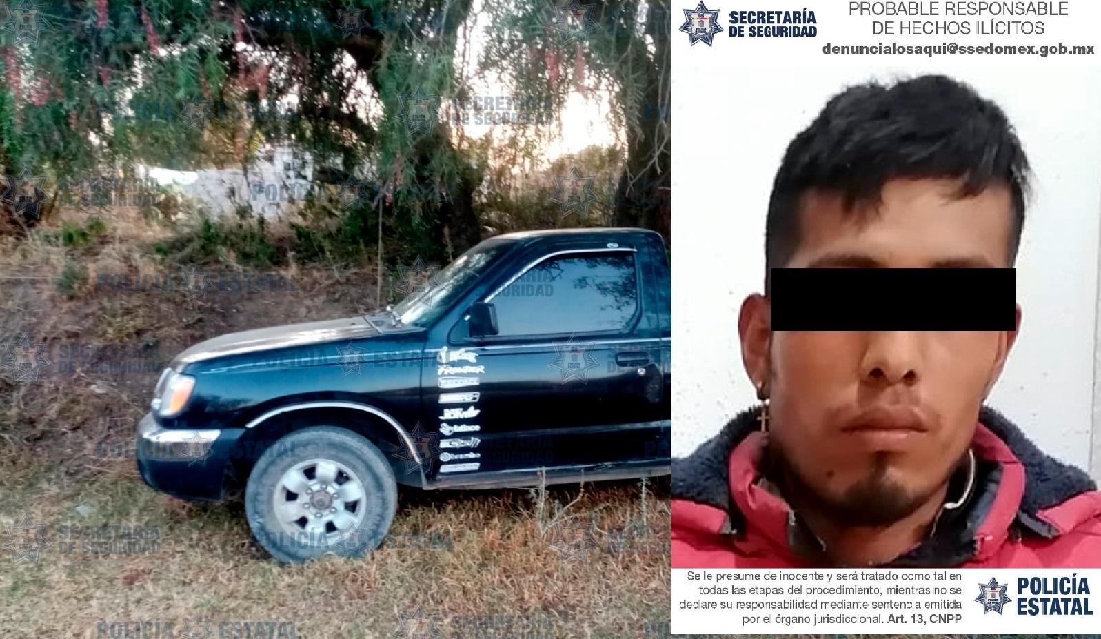 Francisco “N” de 24 años de edad fue remitido junto con el vehículo ante la Agencia del Ministerio Público de Otumba, donde se deslindarán responsabilidades