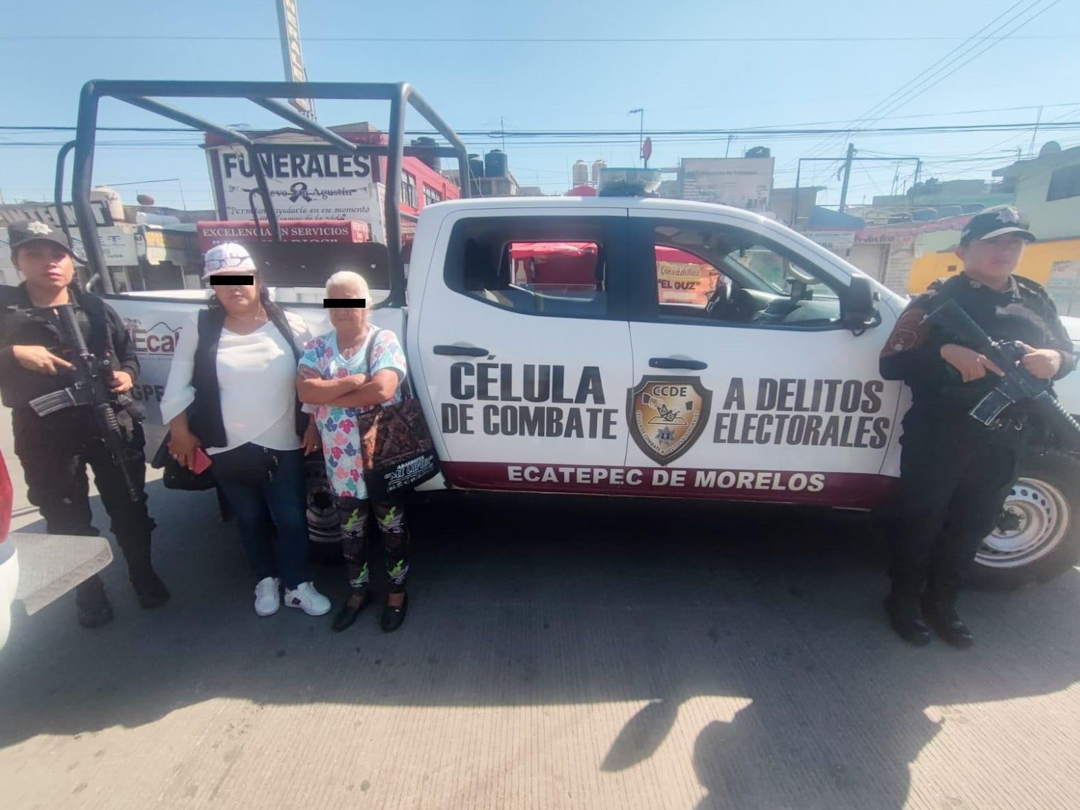 Célula de Combate a Delitos Electorales de Ecatepec detiene a dos mujeres por acarreo de votantes a favor de candidata del PRI