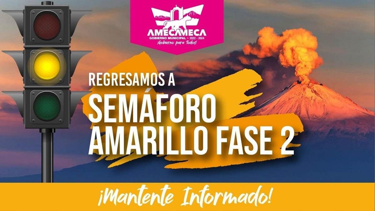 Regresa semáforo volcánico del Popocatépetl a Amarillo Fase 2