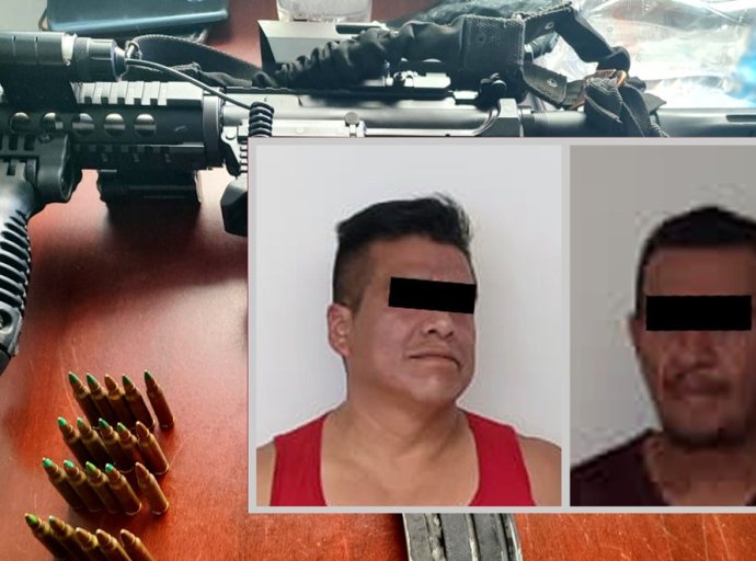 Dos detenidos por portación de arma de fuego tras operativo en Otumba