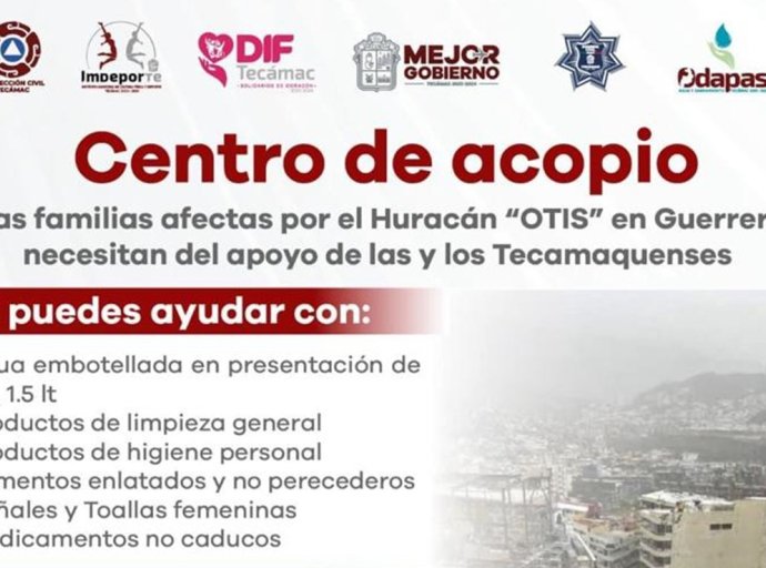 Tecámac se une para ayudar a damnificados del huracán 'Otis
