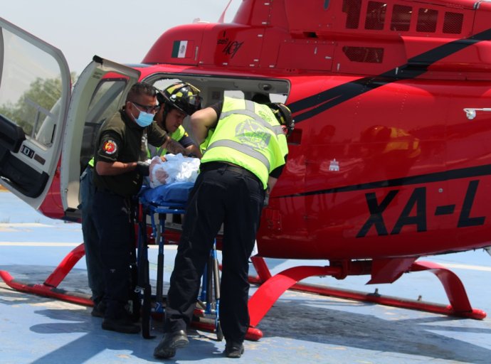 Niña de 9 Años Trasladada por Helicóptero Jaguar 2 a Hospital de Ecatepec