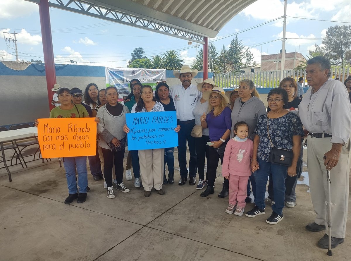 Presidente municipal de Teotihuacán inaugura pavimentación y arco techo en San Lorenzo Tlalmimilolpan