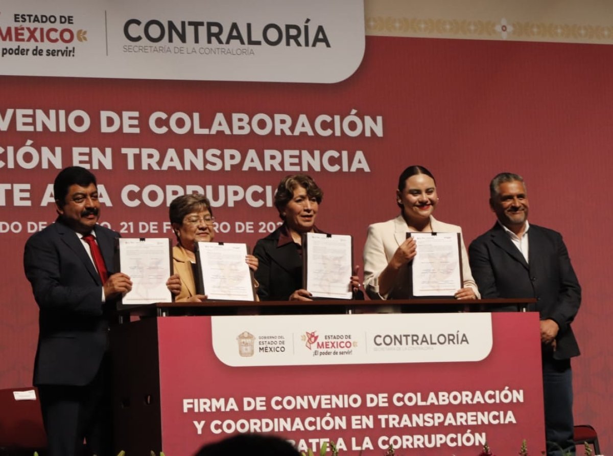 Gobernadora Delfina Gómez y alcaldes firman convenio de transparencia en Texcoco