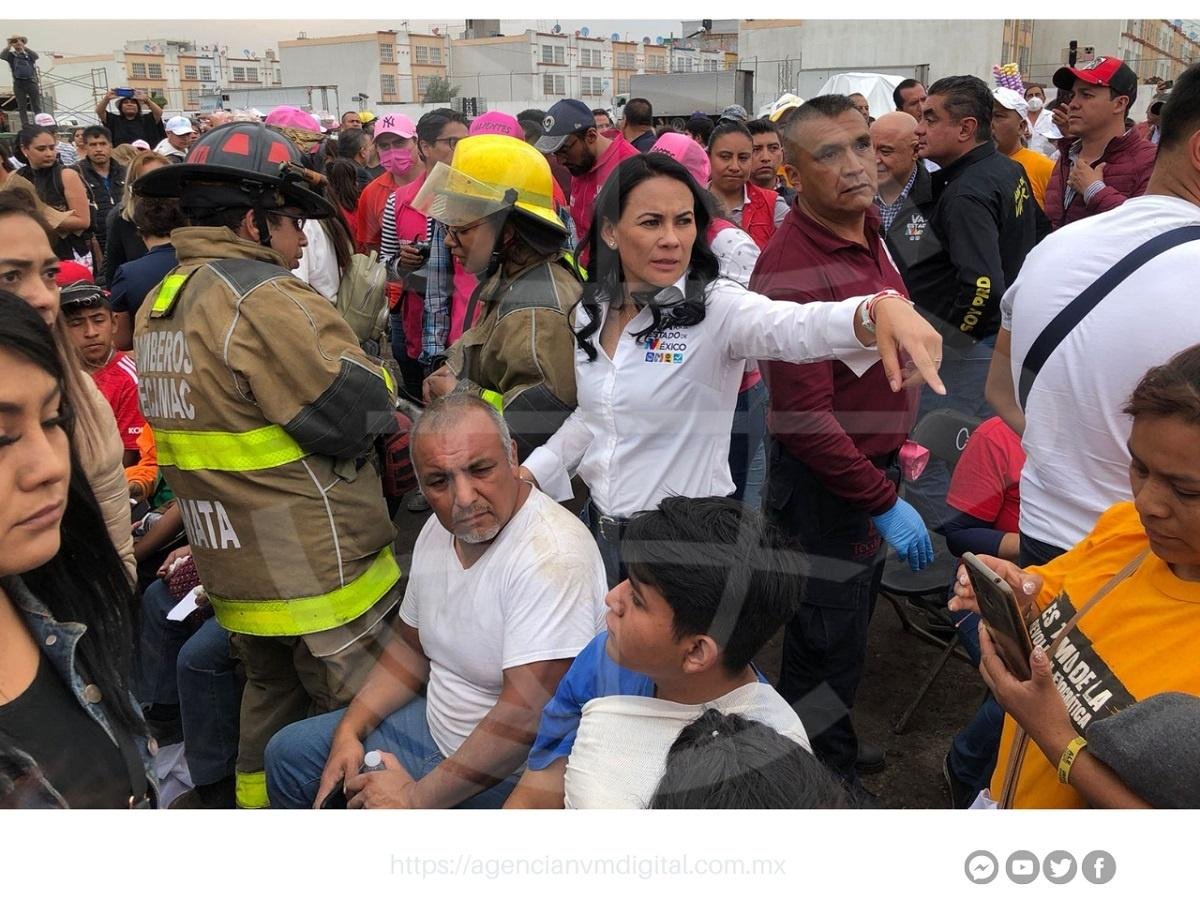 Previo a evento proselitista cae lona en Tecámac hay decenas de heridos